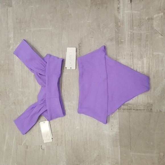 💕L*SPACE💕 Pointelle Rib Bikini Set ~ Gizelle Top + Desi Bottom ~ Purple XS NWT - Picture 8 of 12